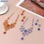 Bluelover Tiệc Cưới Nelace Bông Tai Bộ Hoa Giọt Nước Nelace Cô Dâu Cưới Trang Sức Phụ Kiện Mới