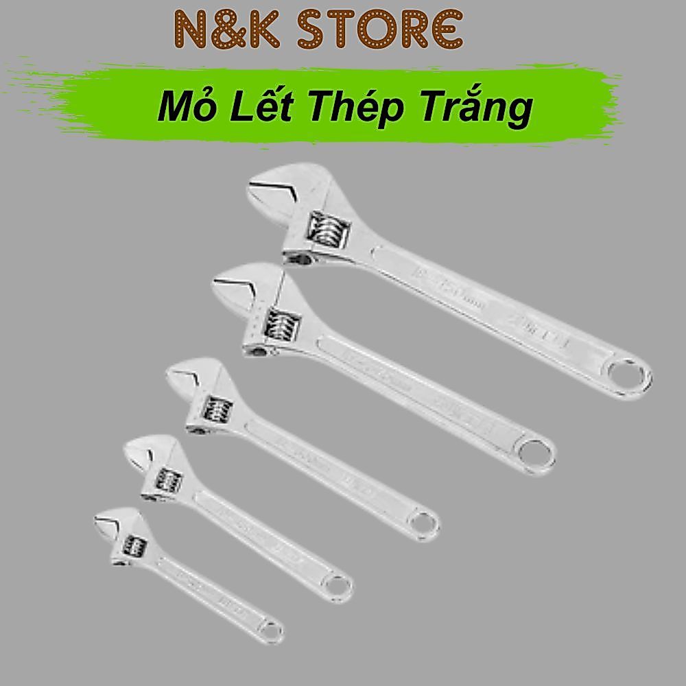 Mỏ lết thép trắng đủ size, mỏ lết 6-8-10-12 inch chất liệu thép không gỉ