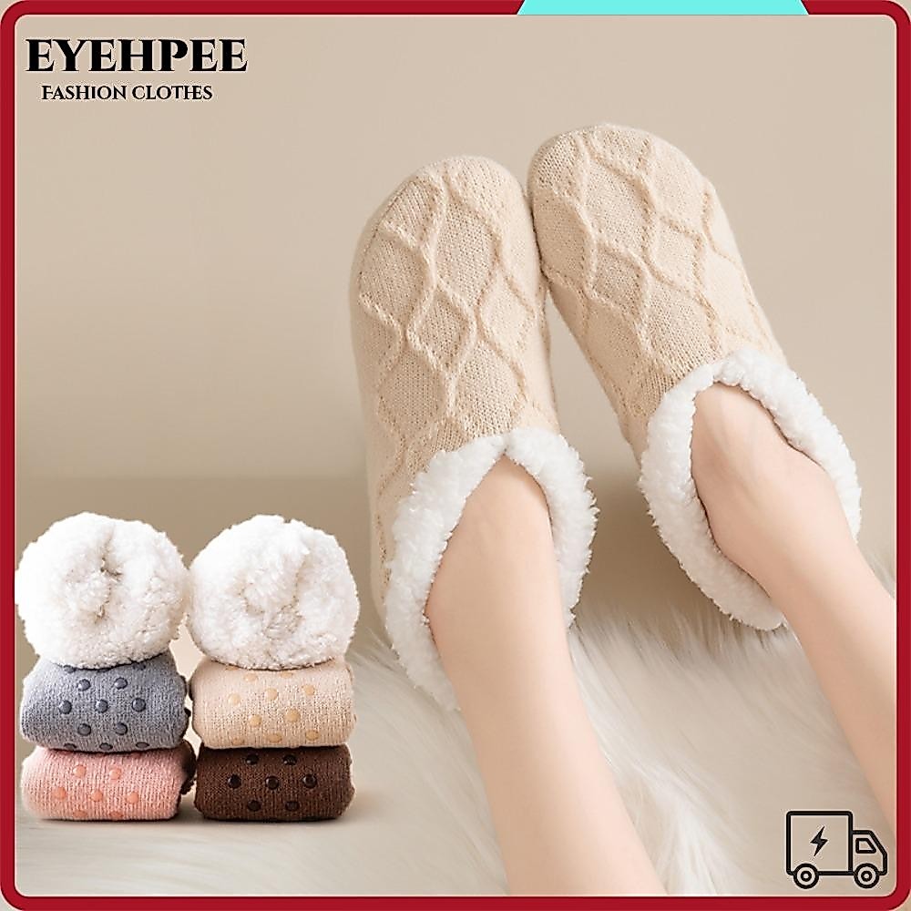 Tất Sàn EYEHPEE, Tất Lông Cừu San Hô Dày Chống Trơn Trượt, Dệt Kim Sang Trọng Chắc Chắn Ngủ Tất Nữ
