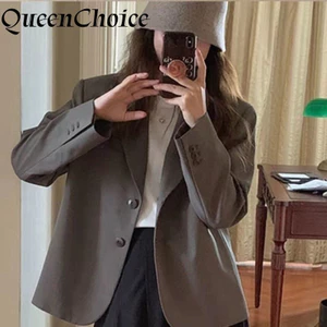 Phụ Nữ Màu Đen Chắc Chắn Dài Tay Phù Hợp Với Áo Khoác Ngoài Nữ Công Sở Nữ OL Áo Blazer Công Sở