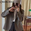 Phụ Nữ Màu Đen Chắc Chắn Dài Tay Phù Hợp Với Áo Khoác Ngoài Nữ Công Sở Nữ OL Áo Blazer Công Sở