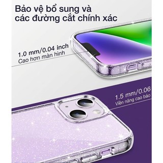Ốp lưng OIie cho iPhone 17 16 15 14 13 12 11 Promax Plus chống sốc bảo vệ camera ốp điện thoại dẻo trong cho nữ GLITTER