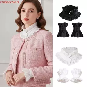 MCODECOVED 1 Bộ Cổ Giả Giả, Cổ Đứng Có Thể Tháo Rời Phong Cách Pháp, Viền Xù Phong Cách Công Chúa Có Thể Điều Chỉnh Tính Năng Xếp Ly Thiết Kế Cổ Xù Choker Áo Trang Trí