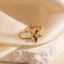 Nhẫn thép titan zircon đa năng sáu lá thời trang chống phai màu