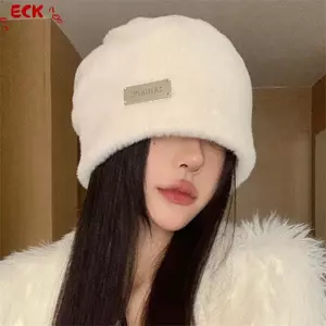 ECK Sang Trọng Beanies Mũ Dành Cho Nữ Mùa Đông Ấm Áp Chắc Chắn Baggy Lông Cừu Len Skullies Mũ Ngoài Trời Coldproof Thiên Mũ HOT