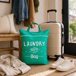 Túi đựng quần áo du lịch LACYESUK, Túi giặt cầm tay chống nước màu trơn, Dây kéo công suất lớn di động có tay cầm Bộ sắp xếp lưu trữ quần áo nữ