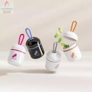 Hộp đựng thuốc di động GILL, Hộp đựng thuốc thiết kế tay cầm chống ẩm, Hộp đựng thuốc hai ngăn bằng nhựa bền bỉ Hộp đựng thuốc Mini Hộp đựng thuốc