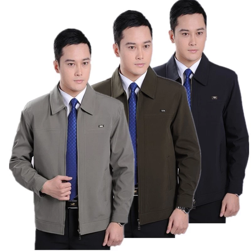 Người Cao Tuổi Trung Niên Quần Áo Nam Bố Quần Áo Áo Áo Khoác Kích Thước Lớn Trung Niên Công Sở Áo Khoác Nam Thu Đông Áo Khoác Nam