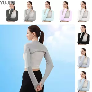 YUJINI Raglan tay áo, khăn đi biển áo điều hòa, tay áo băng chống nắng, vỏ tay thể thao cho đạp xe golf mùa hè