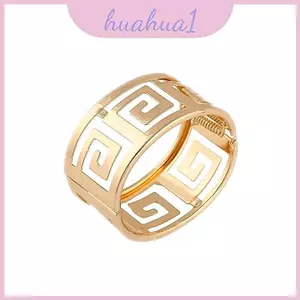 Vòng đeo tay kim loại bạc vàng có họa tiết hình học rỗng cho phong cách Unisex