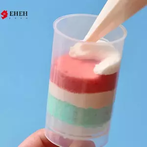 Dụng cụ bắn bánh đẩy lên trong suốt có nắp 12 hộp đựng cốc tráng miệng bằng nhựa cho sự kiện lễ hội kem Mousse VN