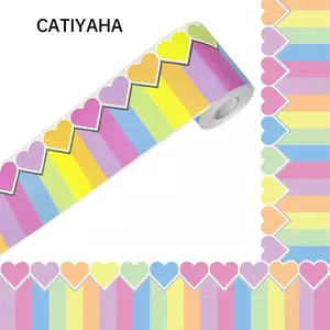 Viền bảng tin CATIYAHA, Viền bảng tin DIY tự dính, 10M / cuộn Nơ đầy màu sắc Trang trí ngược trường học Nhãn dán trang trí bảng đen để trang trí lớp học