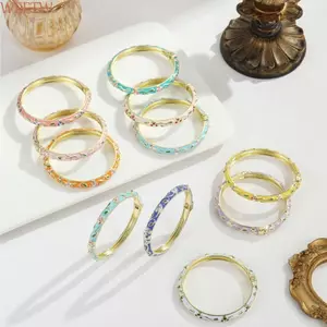 Vòng tay tráng men WEETW, Vòng tay Cloisonne mạ màu hoa, Đầu kín thanh lịch sang trọng Retro Men Hoa Lắc tay Phong cách cổ điển