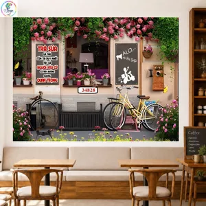 Tranh decor decal bóc dán quán cafe . tranh trang trí quán cà phê trà sữa, trang trí cửa hàng hiện đại
