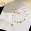 LUImo Vòng tay hoa hồng vàng thanh lịch và bộ Nelace dành cho nữ Bổ sung hoàn hảo Bộ sưu tập trang sức SBS