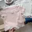 Girls (90-140) Áo thun ren hai mảnh thời trang ngọt ngào mùa hè phong cách mới Áo thun ren hai mảnh giả phiên bản Hàn Quốc