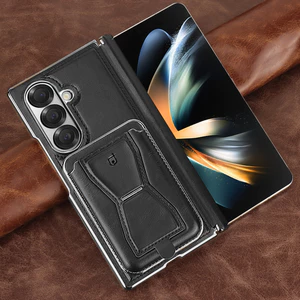 Ốp điện thoại da từ tính màn hình gập trục trung tâm cao cấp mới, dành cho Samsung Z Fold 7 5 6 Vỏ bảo vệ siêu mỏng