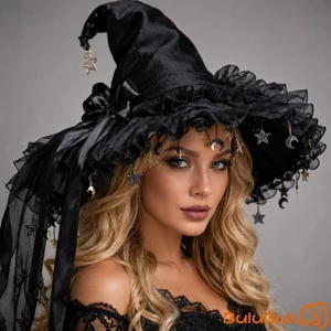 Mũ phù thủy Halloween Mũ nón phù thủy Gothic có nơ có thể tháo rời