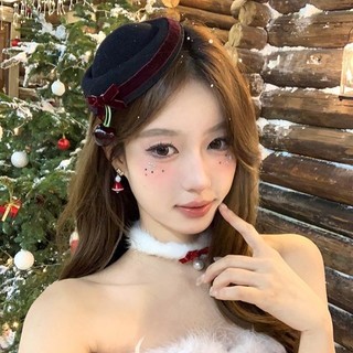 Bầu Không Khí Giáng Sinh Mũ Đỏ Phụ Kiện Tóc Nữ