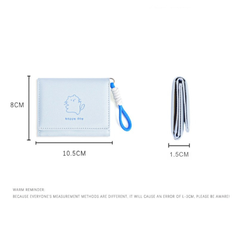 Ví Nữ 3 Ngăn Gấp Gọn In Hình Gấu - Chất PU Mềm Mịn, Chống Trầy, Đựng Tiền & Thẻ Tiện Lợi