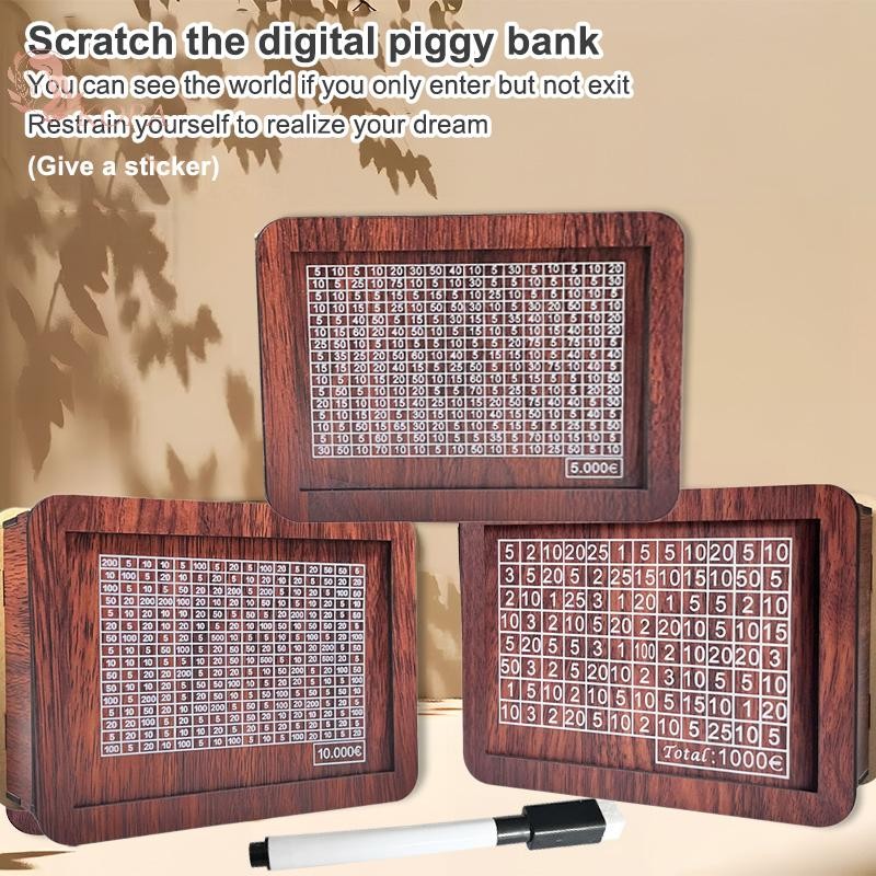 KOPA Hộp tiết kiệm tiền bằng gỗ Ngân hàng lưu trữ tiền tiết kiệm mục tiêu Bộ đếm có thể tái sử dụng Heo đất VN