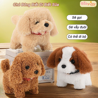 【BabyJoy】Chó Bông Biết Đi Biết Sủa Biết Kêu,Con chó sang trọng búp bê đồ chơi điện,Chó đồ chơi nhồi bông,Đồ Chơi Trẻ Em