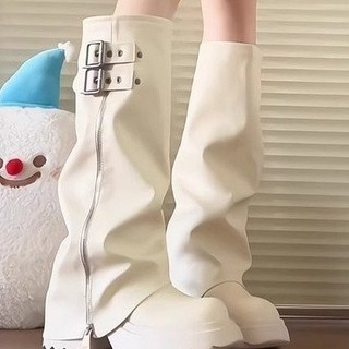 Giày bốt gót cao gót mũi tròn dày Giày bốt nữ