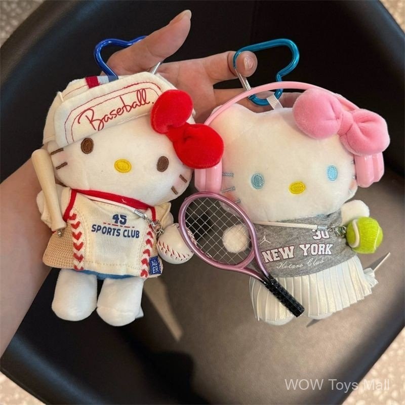 Hàng sẵn có Sáng tạo Cross-Dressing Hello kitty Búp bê sang trọng quyến rũ Bộ cầu lông dễ thương KT Cat Doll Móc khóa Túi bé gái Mặt dây chuyền Quà tặng