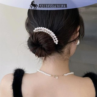 Lược Kẹp Tóc Nữ Andreas Strehler với Kim Cương Giả và Ngọc Trai, Phù Hợp cho Cô Dâu và Tiệc Cưới