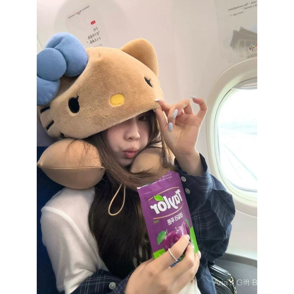 HelloKitty Có Mũ Trùm Đầu Hình Chữ U Du Lịch Máy Bay Tàu Chuyên Dụng Hỗ Trợ Cổ Ngủ Có Mũ Trùm Đầu Hợp Thời Trang