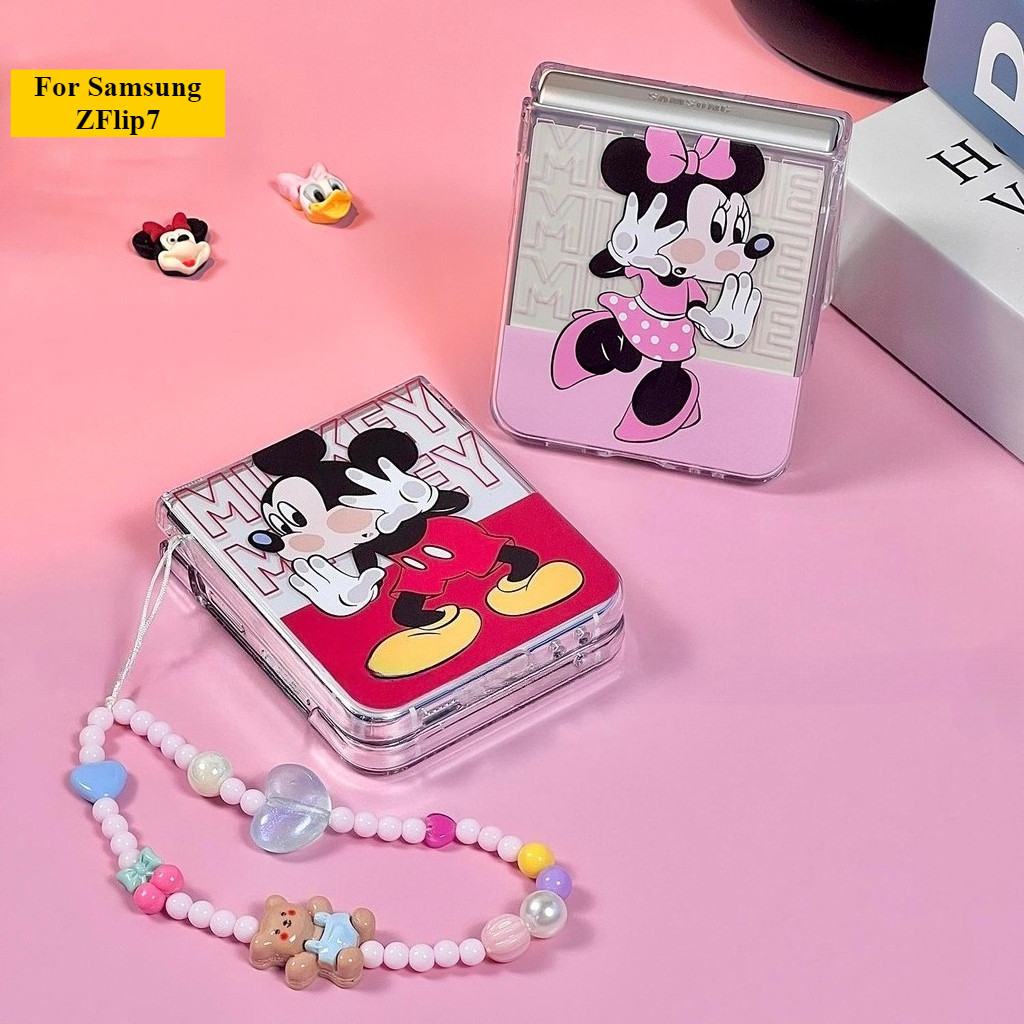 Thích Hợp Cho Samsung Galaxy Zflip7 Phim Hoạt Hình Dễ Thương Mickey Minnie Vỏ Điện Thoại Dây Gấp Cho ZFlip 6 5 4 3 5G N3Flip MixFlip 2 Vỏ Bảo Vệ Cứng