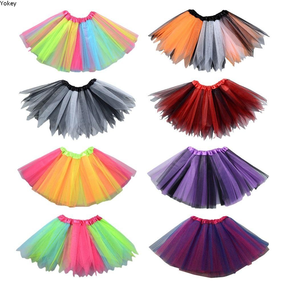 Váy Tutu YOKEY, Váy Pettiskirt khiêu vũ đầy màu sắc, Váy múa ba lê lưới cầu vồng thời trang cho bé