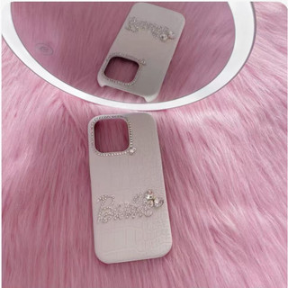 17promax Ốp điện thoại đính đá hồng lấy cảm hứng từ Barbie - Vỏ da lấp lánh cho iPhone 16 15 14 13 12 11 Series Phụ kiện quyến rũ nữ tính dành cho nữ và thanh thiếu niên