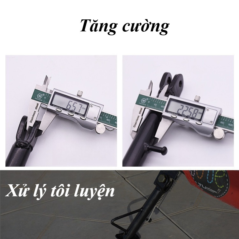 Chân Chống Nghiêng Inox 304 - Size 14-20cm, Combo Đầy Đủ Ốc + Lò Xo, Phù Hợp Mọi Dòng Xe Máy