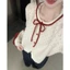Áo khoác Cardigan len chấm bi phối nơ phong cách tiểu thư hàng QCCC XIMIMI SP386