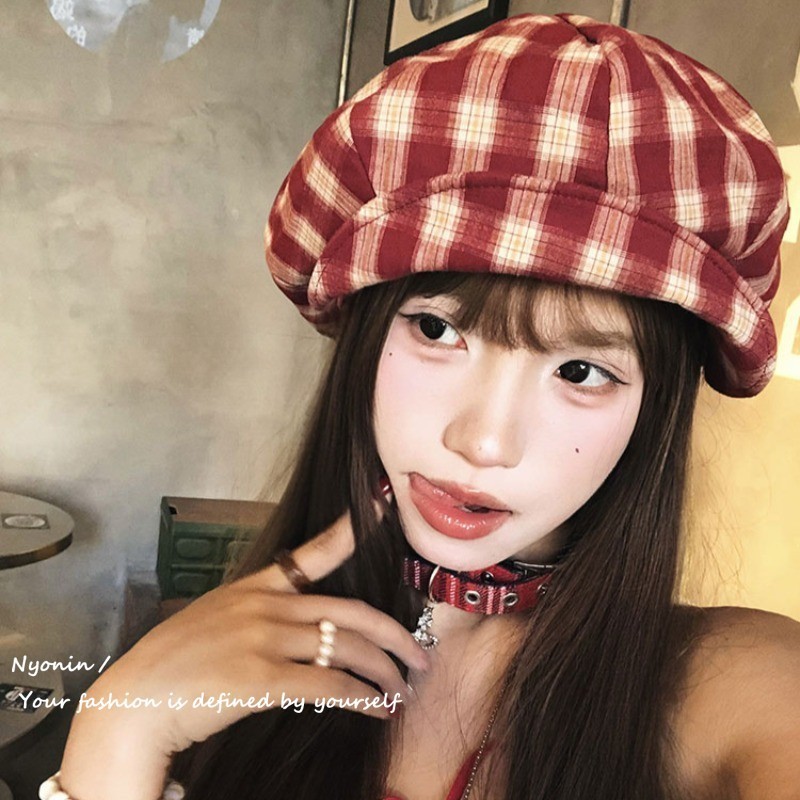 Mũ nồi kẻ sọc cổ điển phong cách Preppy Nhật Bản dành cho nữ
