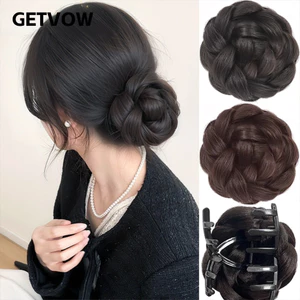 GETVOW Bun Head Tóc Giả Tổng Hợp Nâu Đen, Kẹp Móng Vuốt - Phong Cách Thanh Lịch Và Tự Nhiên