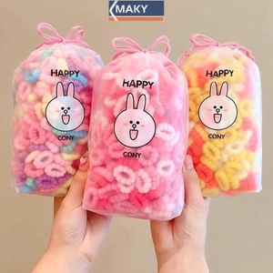 Onetimingcool 100 Chiếc Bé Gái Nhiều Màu Sắc Dây Buộc Tóc Bộ Nylon Cao Su Co Giãn Cao Su Trẻ Em Vòng Tròn Tóc Trẻ Em Trẻ Em Dây Buộc Tóc Phụ Kiện Tóc VN