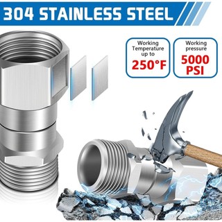 Bộ Khớp Nối Chống Xoắn Dây Rửa Xe Inox Nguyên Khối Ren 14/17/22mm Chất Lượng Cao