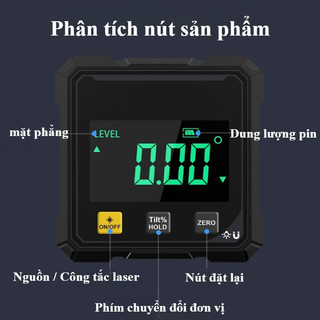 Thước Đo Góc Kỹ Thuật Số - Laser & Cảm Biến Nghiêng, Đo Độ Dốc Chính Xác, Màn Hình LCD Sắc Nét
