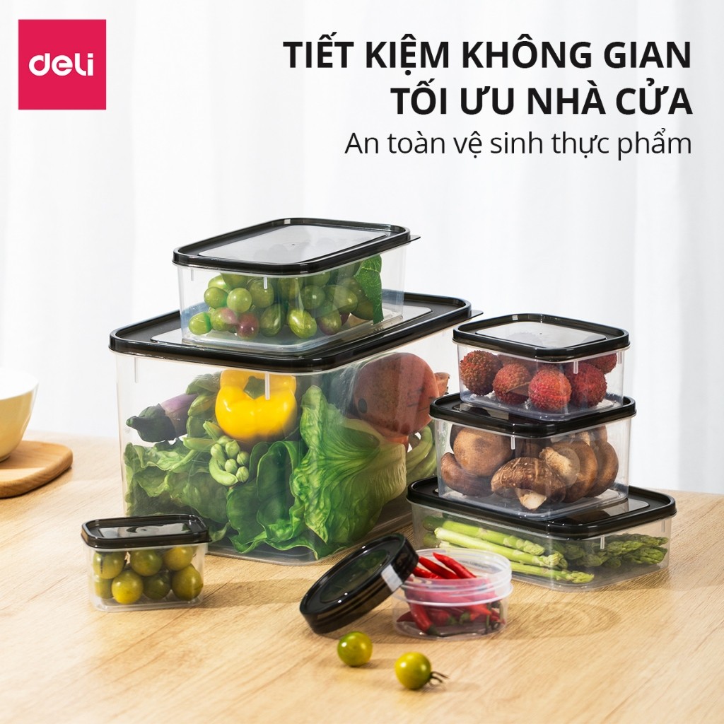 Bộ Hộp 15 Chi Tiết Hộp Đựng Thực Phẩm DELIxVUSIGN Đầy Đủ Size Từ 250-8500ml Dùng Cho Lò Vi Sóng, Máy Rửa Bát