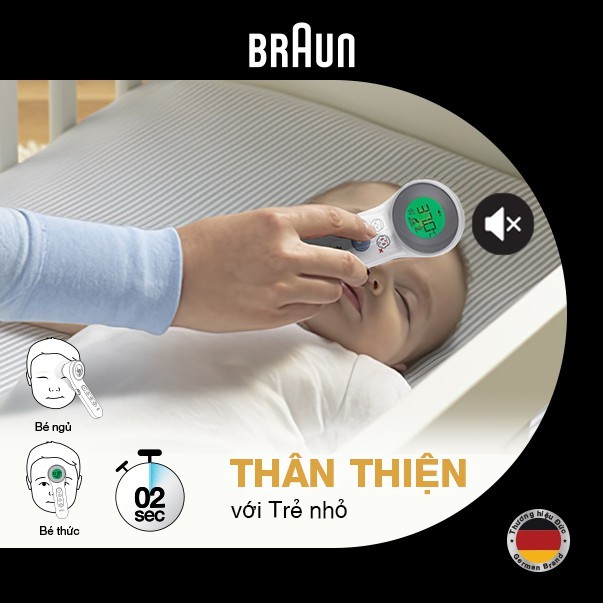 [QUÀ TẶNG KHÔNG BÁN] Nhiệt kế hồng ngoại đo trán Braun BNT400WE chuyên biệt cho từng độ tuổi