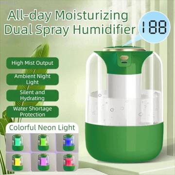 Máy phun sương để bàn PERRYIT, Máy tạo độ ẩm không khí phun sương có thể điều chỉnh 3 chế độ, Thiết kế lấp đầy hàng đầu sáng tạo Màn hình LCD Máy lọc không khí phun sương Vòi kép Sử dụng trong phòng n