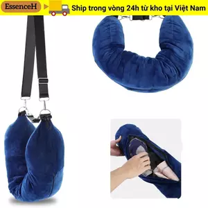 ESSENCEH Cổ Nhồi Bông, Chống Thấm Nước Mang Theo Di Động Gối Du Lịch, Vải Siêu Mềm Fuzz Túi Bảo Quản