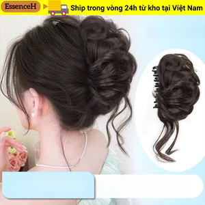 ESSENCEH Tóc Bun Móng Vuốt Kẹp, Tóc Xoăn Tổng Hợp Bun Đầu Tóc Giả, Nâu Tự Nhiên Đen Lông Tơ Tóc Nữ