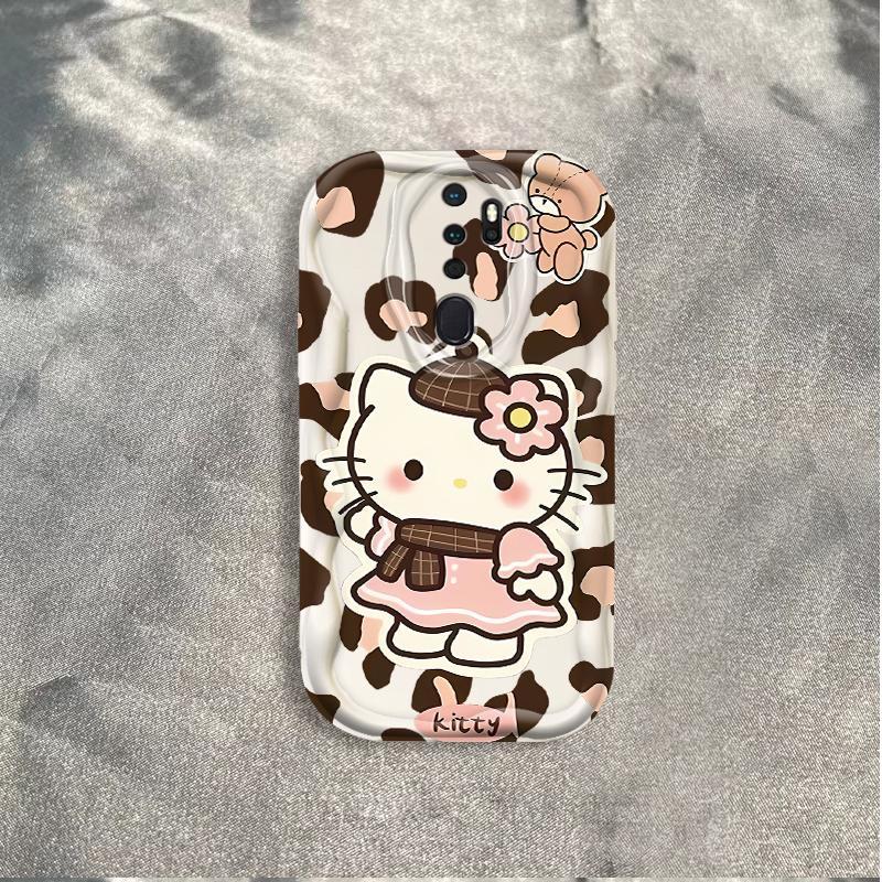 Ốp Silicon Hoạt Hình Cho OPPO A9 2020 A5 2020 Vỏ Điện Thoại Mềm Cầm Tay 3D TPU Da Báo In Hình Kitty Ốp Lưng Chống Sốc