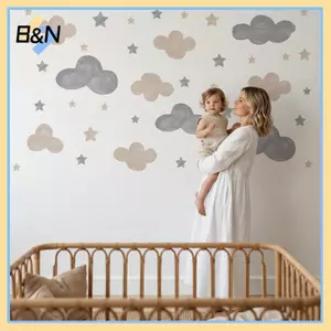 B & N Đám Mây Đầy Sao Ấm Tường Phòng Trẻ Em Mẫu Giáo Trang Trí Giấy Dán Tường Tự Dính PVC.