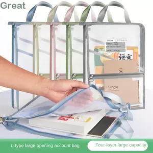 Túi đựng dây kéo lưới TUYỆT VỜI, Túi đựng hồ sơ trong suốt PVC dung tích lớn, Túi lưu trữ dữ liệu trong suốt di động đa chức năng Đồ dùng văn phòng trường học