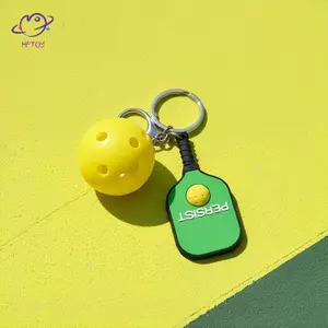 Móc khóa kim loại HFTOY Pileball Raet với bóng Golf rỗng đầy màu sắc Vòng chìa khóa Mini cho đồ lưu niệm thể thao Bapa ~