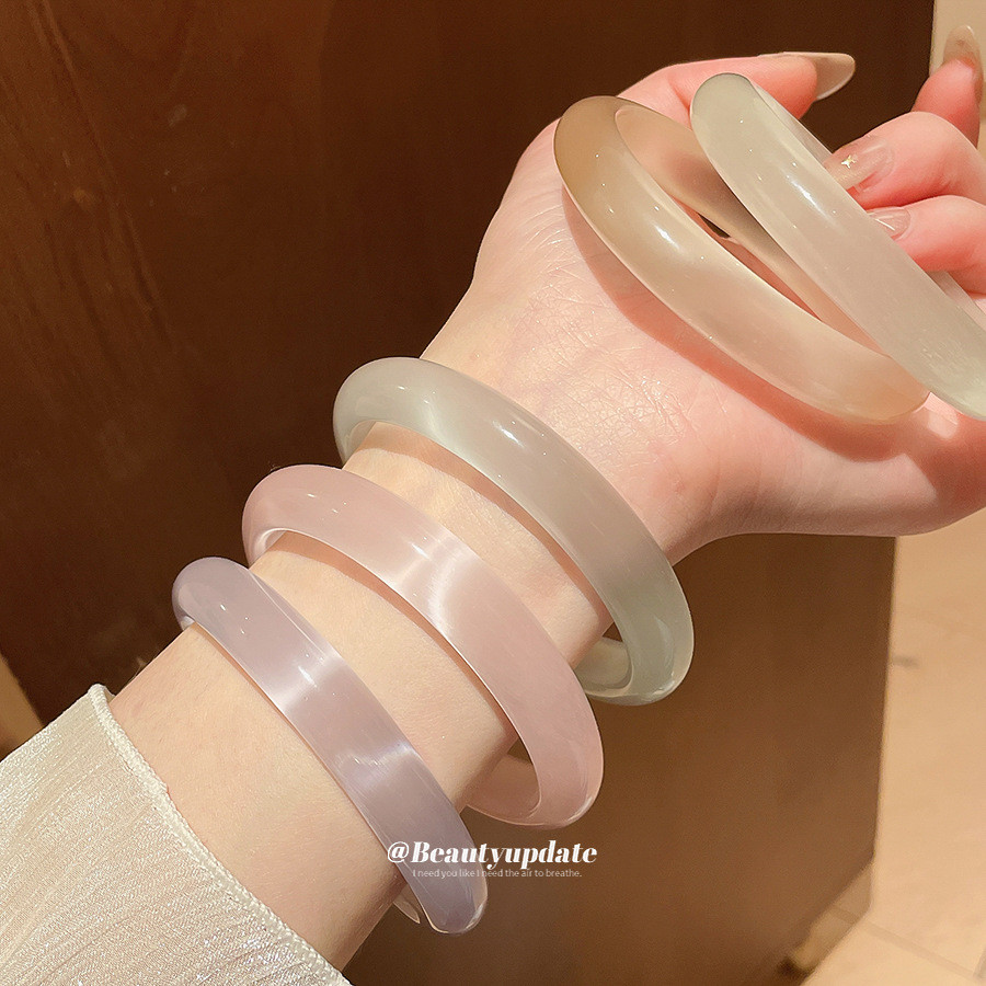 Đá mắt mèo Vòng tay ánh trăng trắng đơn giản thời trang